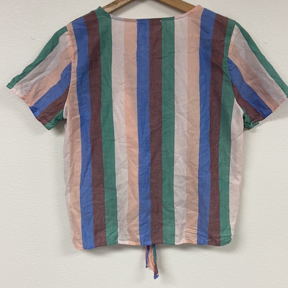 ‼️SOLD‼️Madewell Petite Novel Tie-Front Button Top in Flagstaff Stripe - Picture 7 of 9